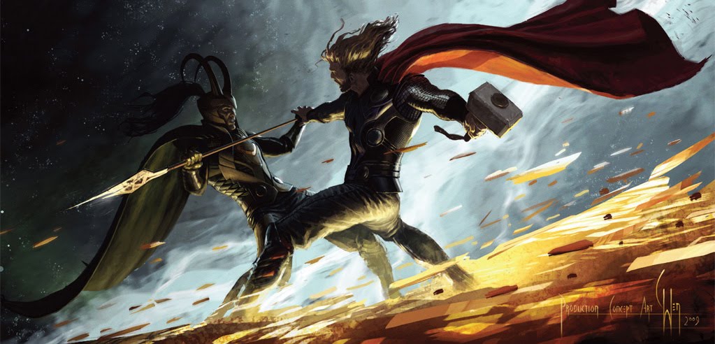 Visual de Thor em God of War Ragnarok em arte oficial divide