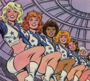 Marvel cheerleaders. Not pictured: the author.
