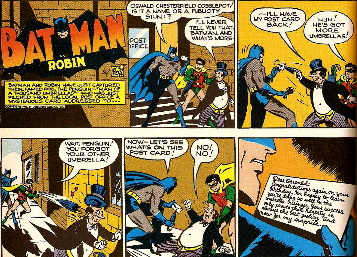 From Batman newspaper strip (February 17, 1946)
